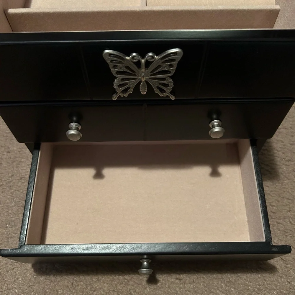 Black Jewelry Organizer with Butterfly Accent